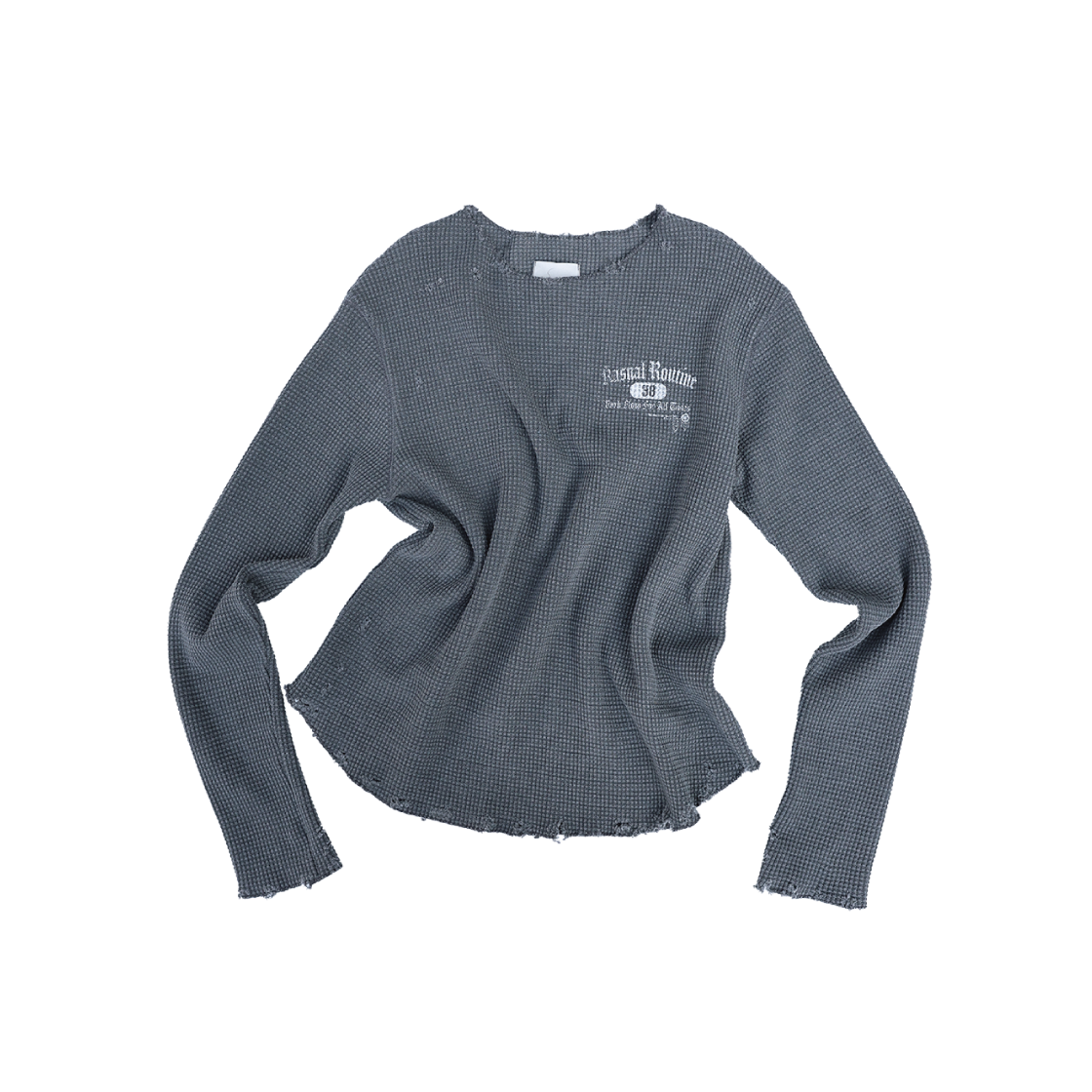 캐주얼 매뉴얼 피그먼트 헤비 와플 롱 슬리브 그레이(Kasual Manual Pigment Heavy Waffle Long Sleeve Grey)