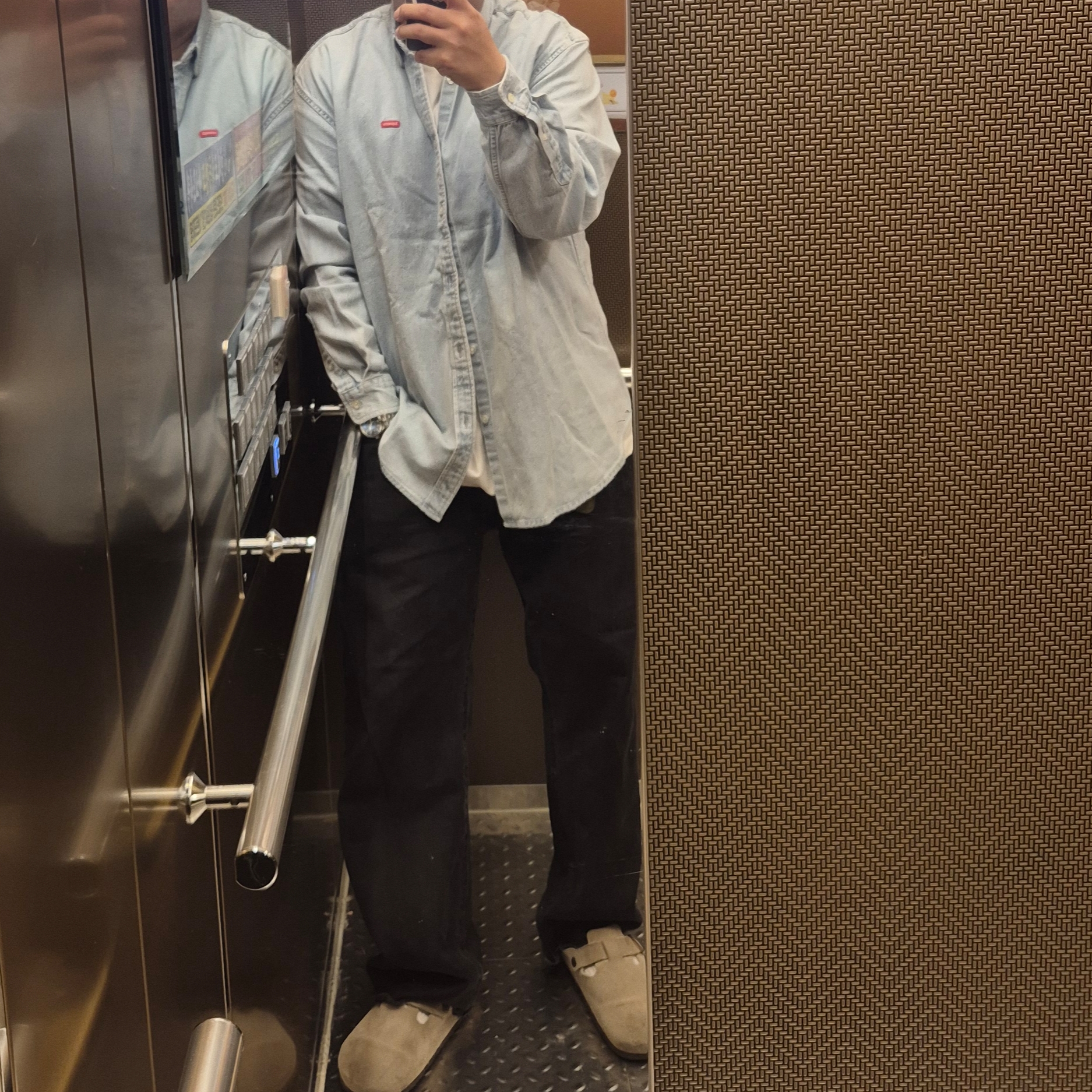 Supreme Small Box Shirt Washed Blue - 24SS, Human Made 5 Panel Nylon Cap Black 착용 스타일 - 2