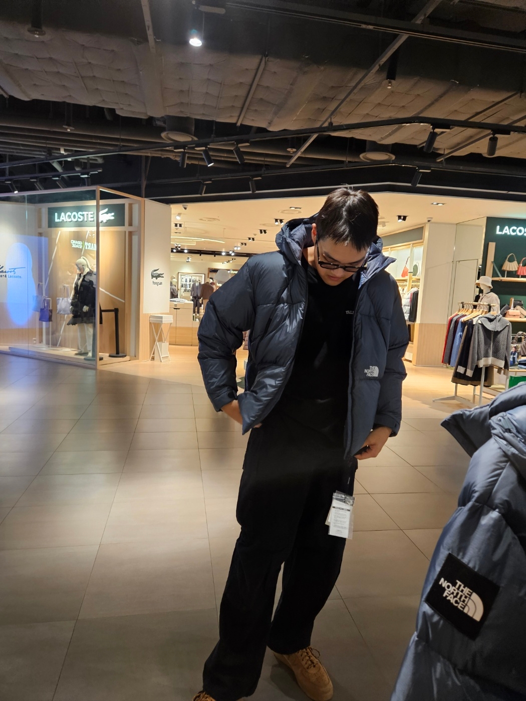 The North Face White Label Project Down Jacket RDS Dusk Blue 착용 스타일
