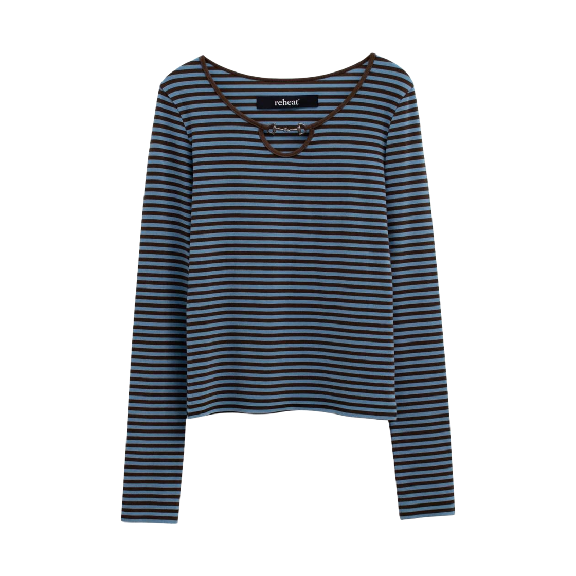 리히트 홀스빗 디테일 스트라이프 탑 블루(Reheat Horsebit Detail Stripe Top Blue)