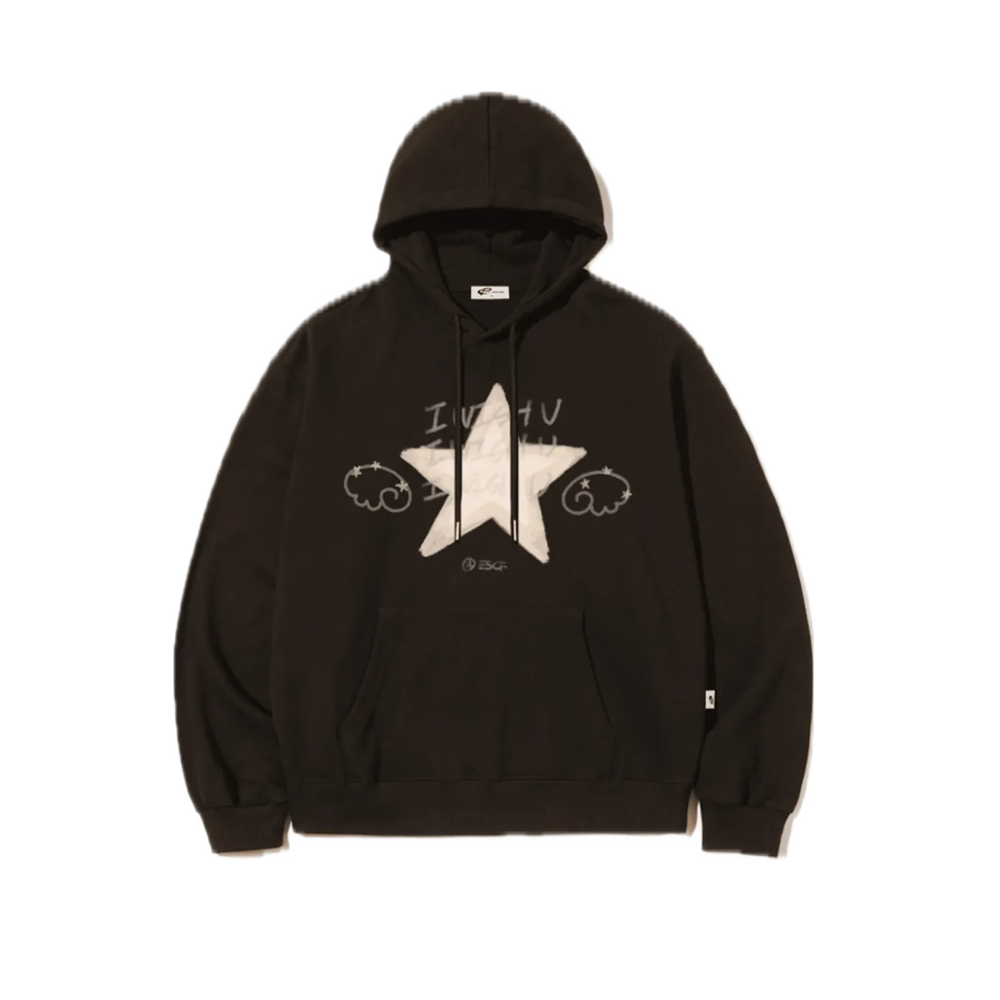 E252HD071BW Escapefrom Wish Star Print Hoodie Brown