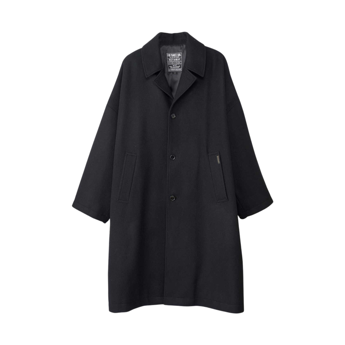 02253AC02 Hysteric Glamour Blank Embroidered Chester Coat Black