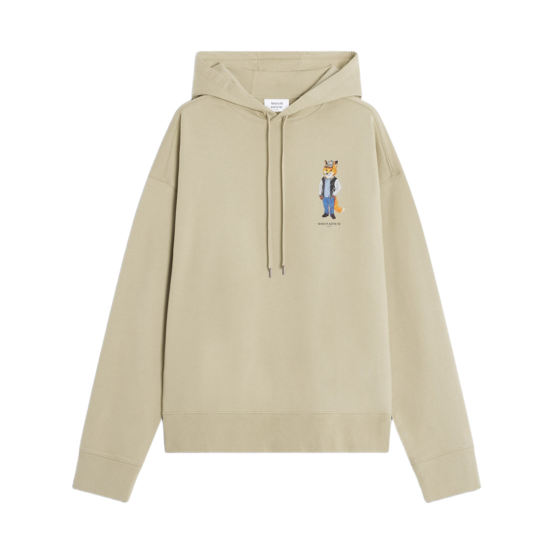 PM00707KM0340-0302 Maison Kitsune Dressed Fox Hoodie Concrete Beige