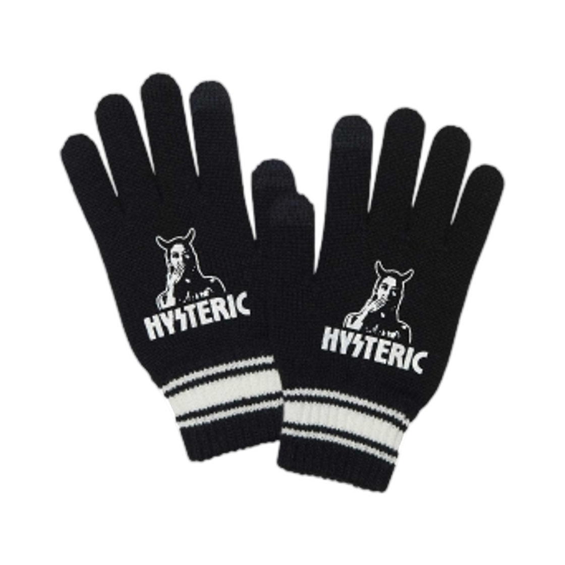 02253QG03 Hysteric Glamour Speak No Evil Knit Gloves Black