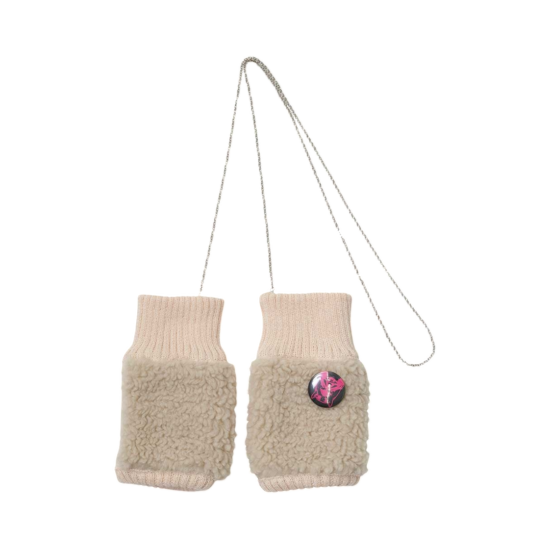 (W) 히스테릭 글래머 씨 노 이블 보아 핑거리스 글러브 화이트((W) Hysteric Glamour See No Evil Boa Fingerless Gloves White) - 1