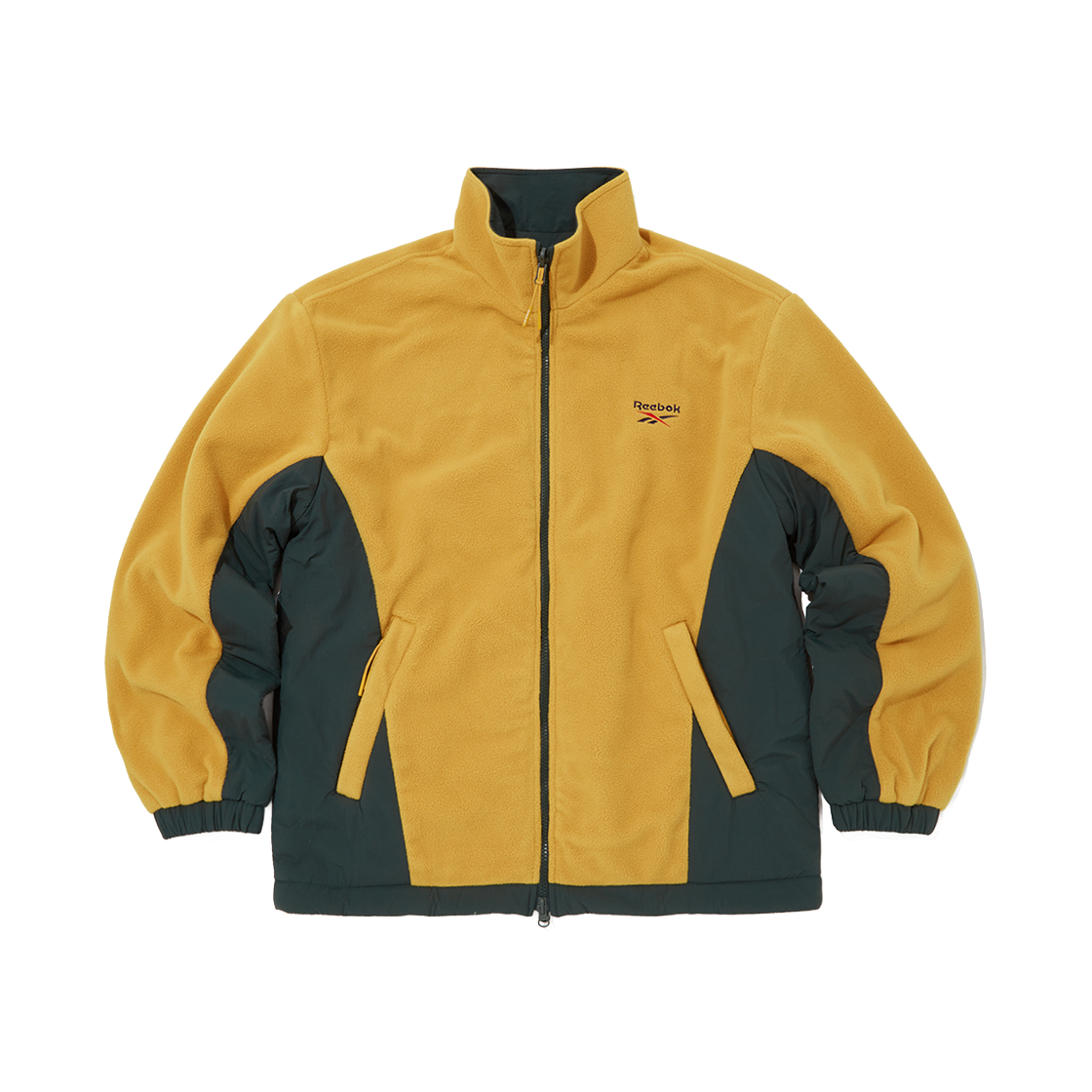 REJU5FZ40Y3 Reebok Fleece Reversible Jacket Mustard Khaki
