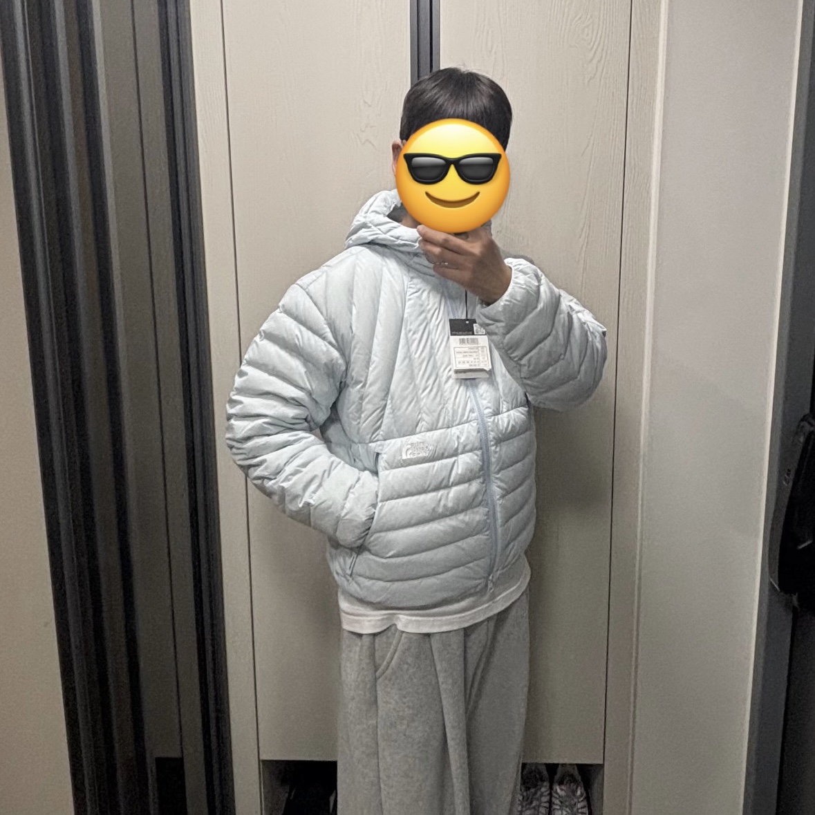 The North Face Coreline Down Jacket Light Blue - 25FW 착용 스타일