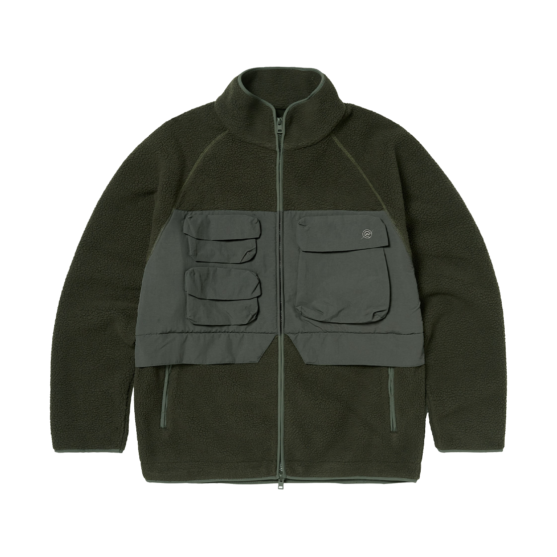 KB4ZU1501MKH KALA PATTHAR KP Logo Utility Pocket Heavy Fleece Jacket Khaki