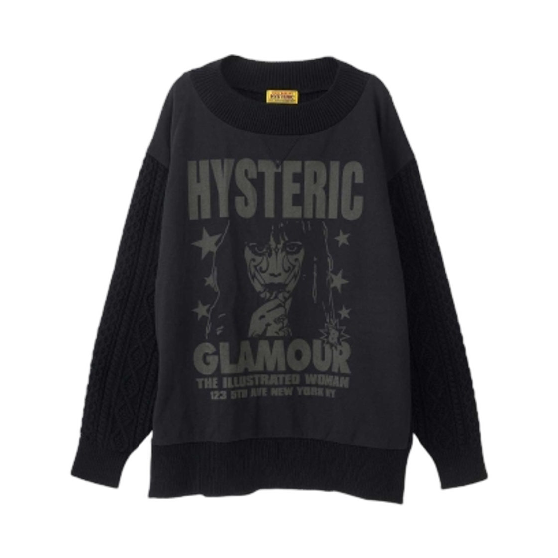 (W) 히스테릭 글래머 더 일러스트레이티드 우먼 스웨터 블랙((W) Hysteric Glamour The Illustrated Woman Sweater Black) - 1