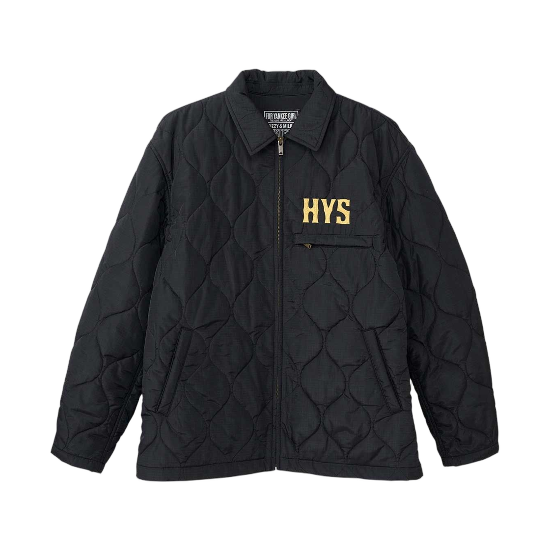 02253AB08 Hysteric Glamour Guitar Girl Michigan Embroidered Quilted Jacket Black