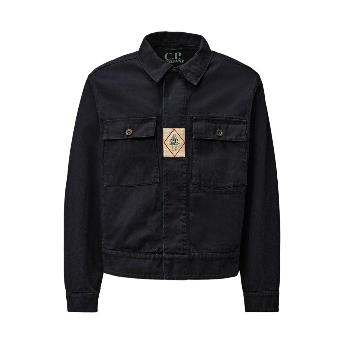 C.P. 컴퍼니 3/4 플래팅 데님 쇼츠 자켓 데님 블루 - 25FW(C.P. Company 3/4 Plated Denim Short Jacket Denim Blue - 25FW) - 1