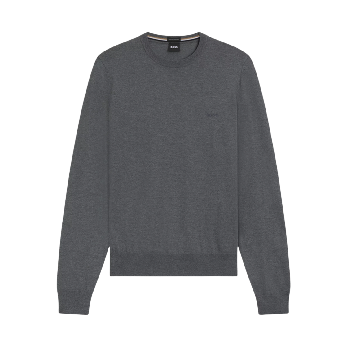 50476364-030 Hugo Boss Embroidered Logo Virgin Wool Regular Fit Sweater Grey