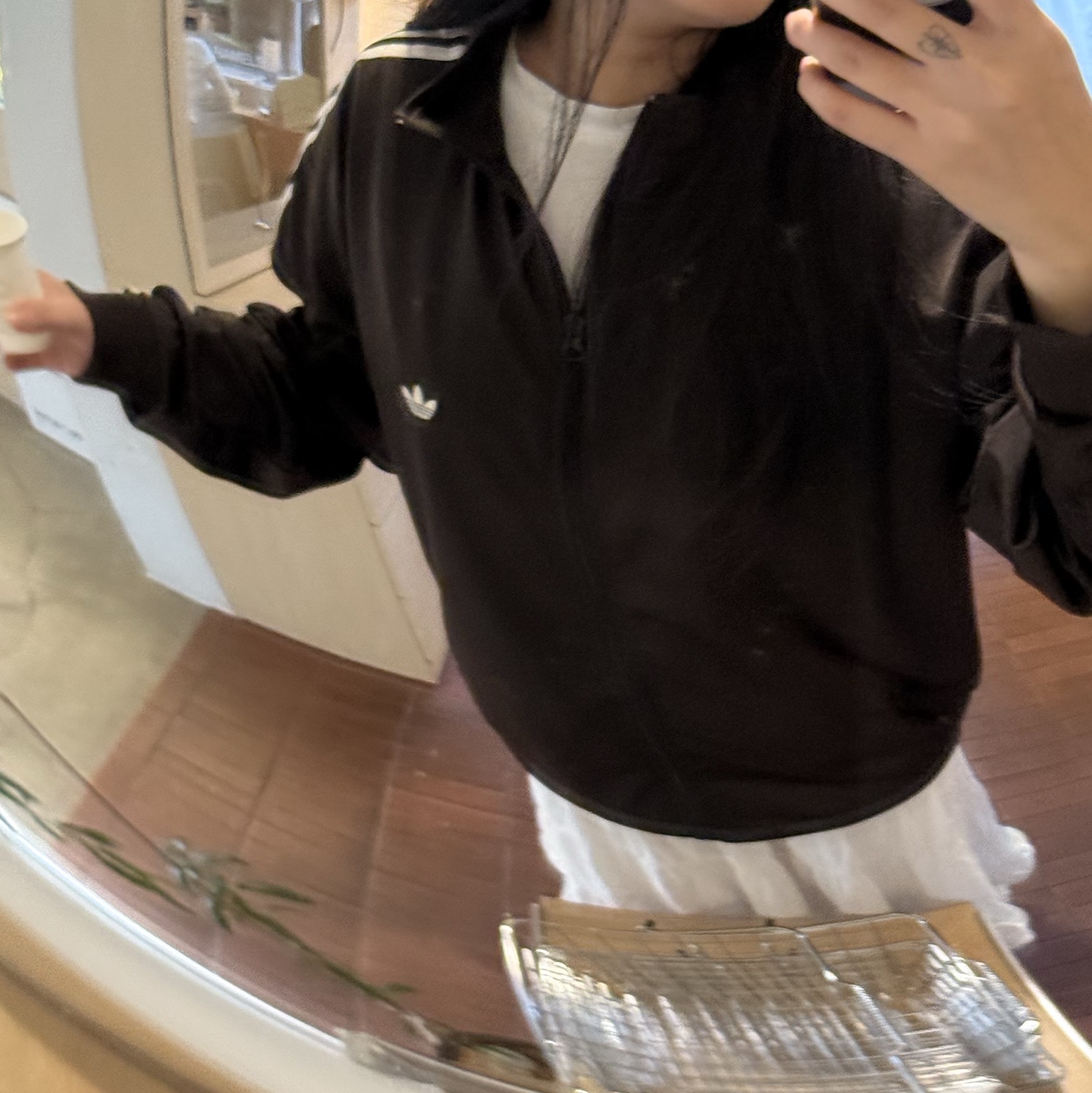 Adidas Originals Track Jacket Gender Neutral Dark Brown Wonder White - KR Sizing 착용 스타일