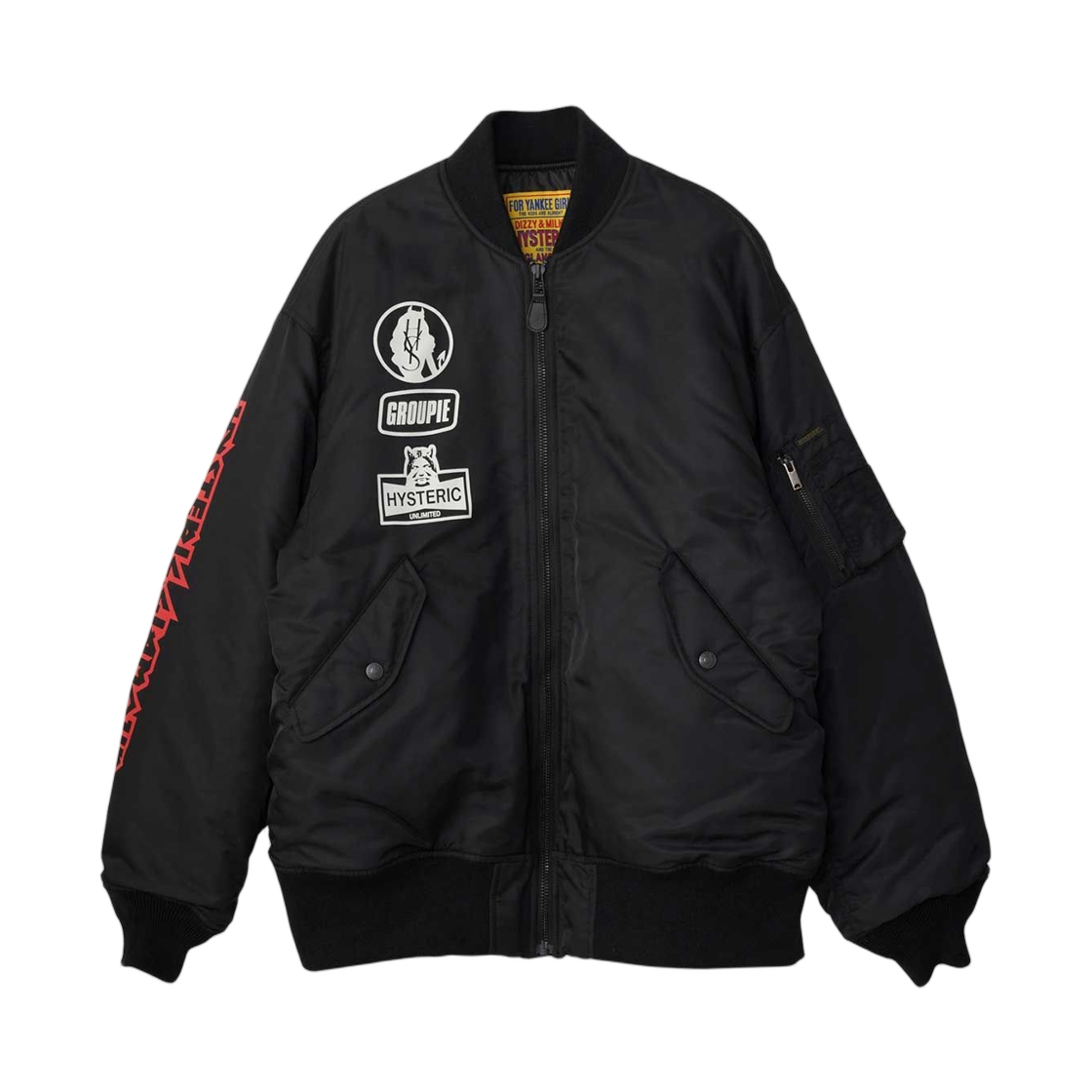 01253AB02 (W) Hysteric Glamour Devils Racing Ma-1 Black