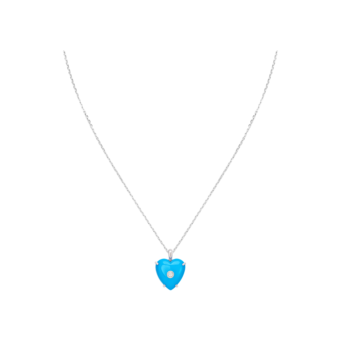 뵤르 하트 터키석 포인트 네클리스 (S)(Bőr Heart Turquoise Point Necklace (S))