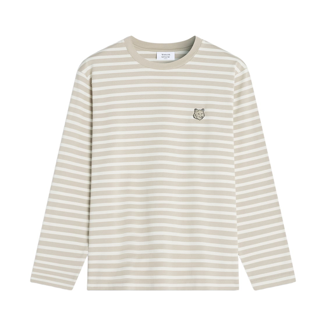 메종 키츠네 폭스 헤드 롱슬리브 티셔츠 페더 베이지 파치먼트 화이트(Maison Kitsune Fox Head Long Sleeve T-Shirt Feather Beige Parchment White)