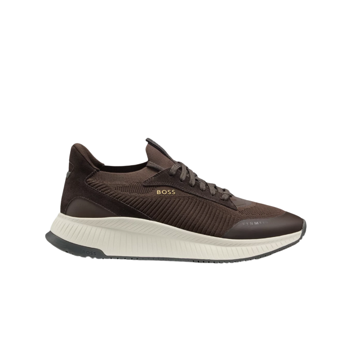 50523113-202 Hugo Boss Knitted Uppers TTNM EVO Trainers Dark Brown