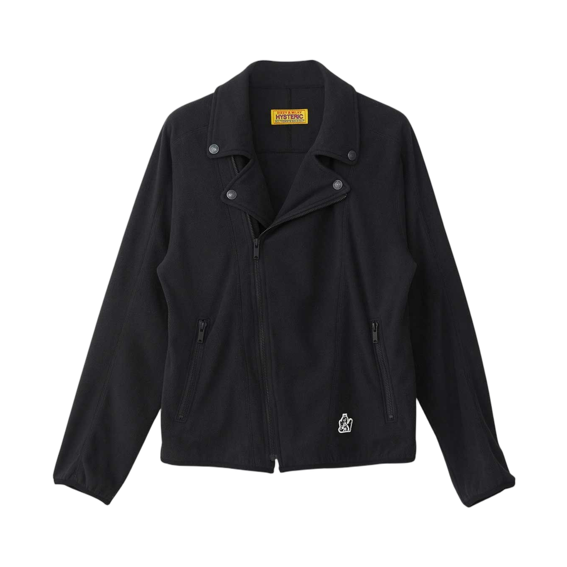 01253AB07 (W) Hysteric Glamour Guitar Girl Patch Fleece Rider's Blouson Black