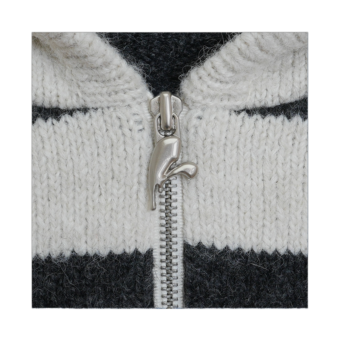 리히트 심볼 스트라이프 니트 집업 아이보리(Reheat Symbol Stripe Knit Zip-Up Ivory) - 3