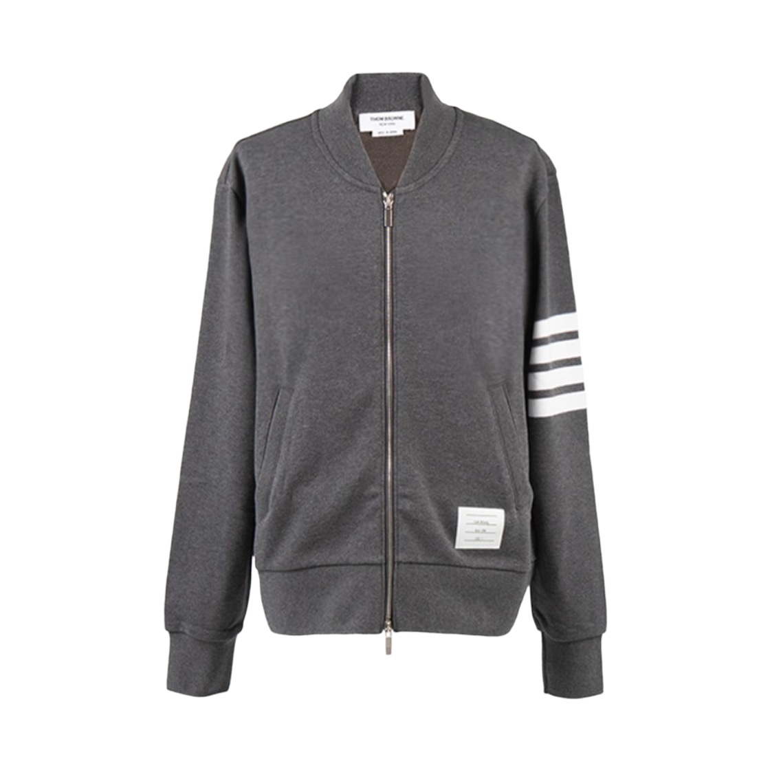톰브라운 루프백 테리 엔지니어 사선 봄버 자켓 다크 그레이(Thom Browne Loopback Terry Engineered 4-Bar Bomber Jacket Dark Grey) - 1