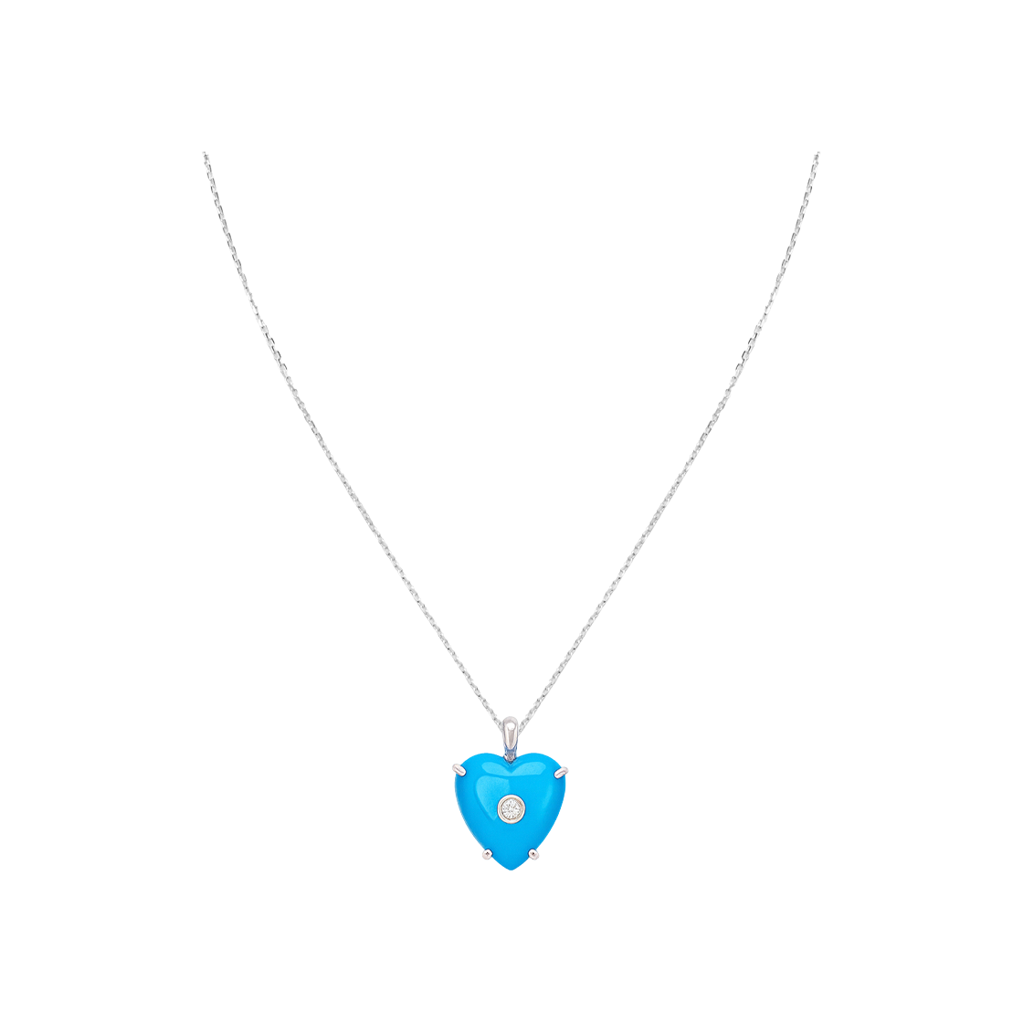 뵤르 하트 터키석 포인트 네클리스 (M)(Bőr Heart Turquoise Point Necklace (M))