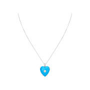 Bőr Heart Turquoise Point Necklace (M)