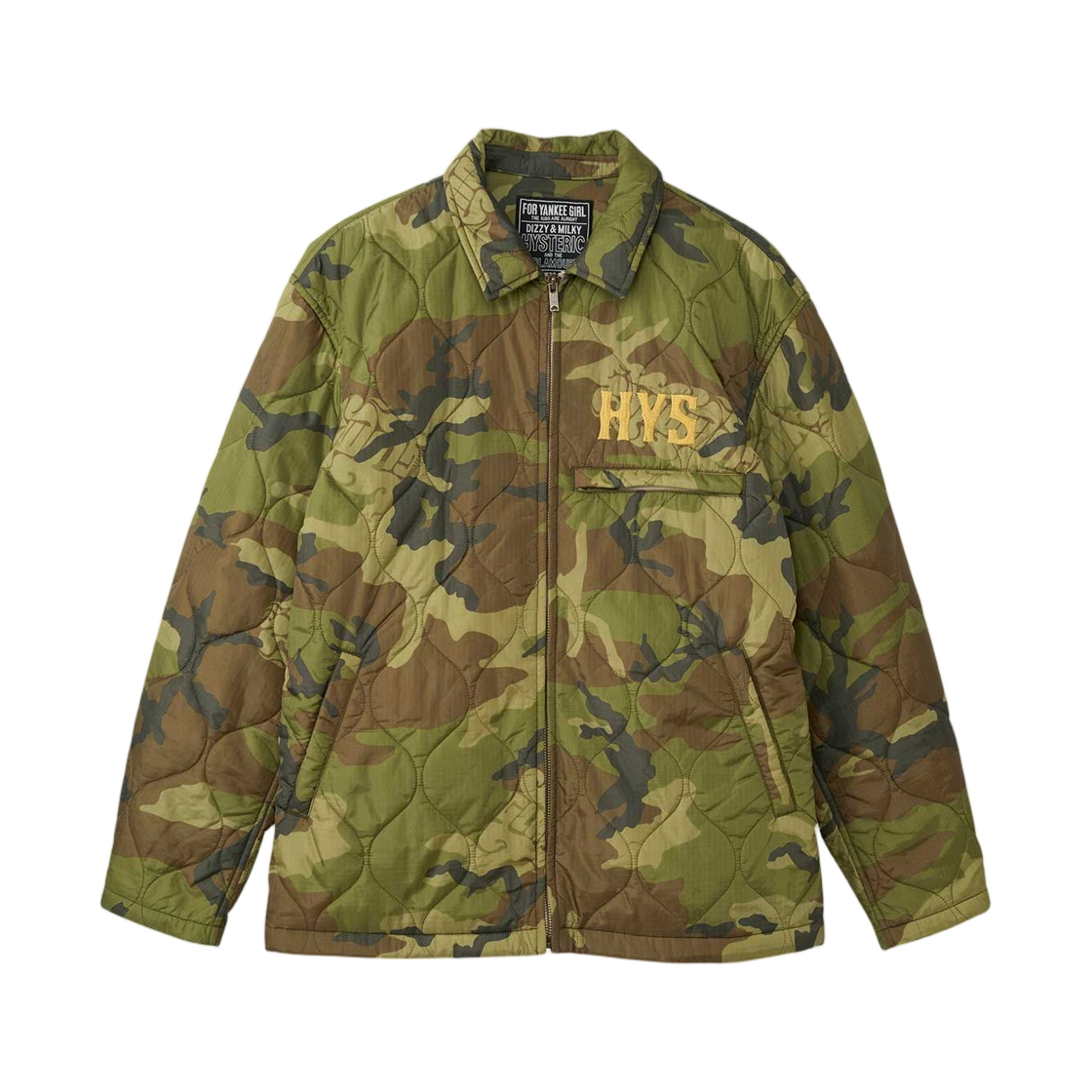 02253AB08 Hysteric Glamour Guitar Girl Michigan Embroidered Quilted Jacket Khaki