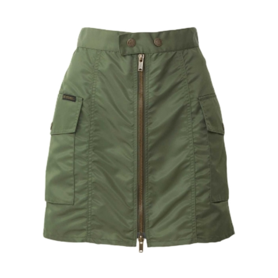 01253AK02 (W) Hysteric Glamour Front Zip Nylon Mini Skirt Khaki