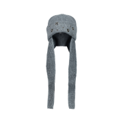 DAUSPICE Eyelet Stud Earflap Beanie Gray