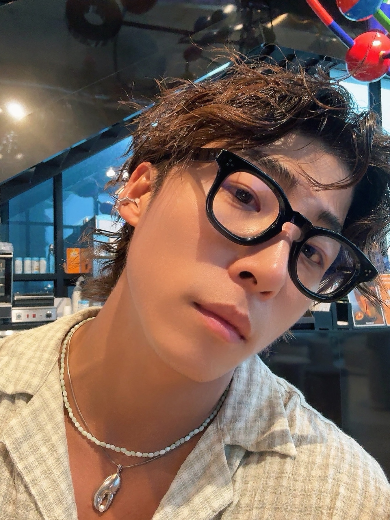 lash Lunettes 02 Black 착용 스타일 - 1