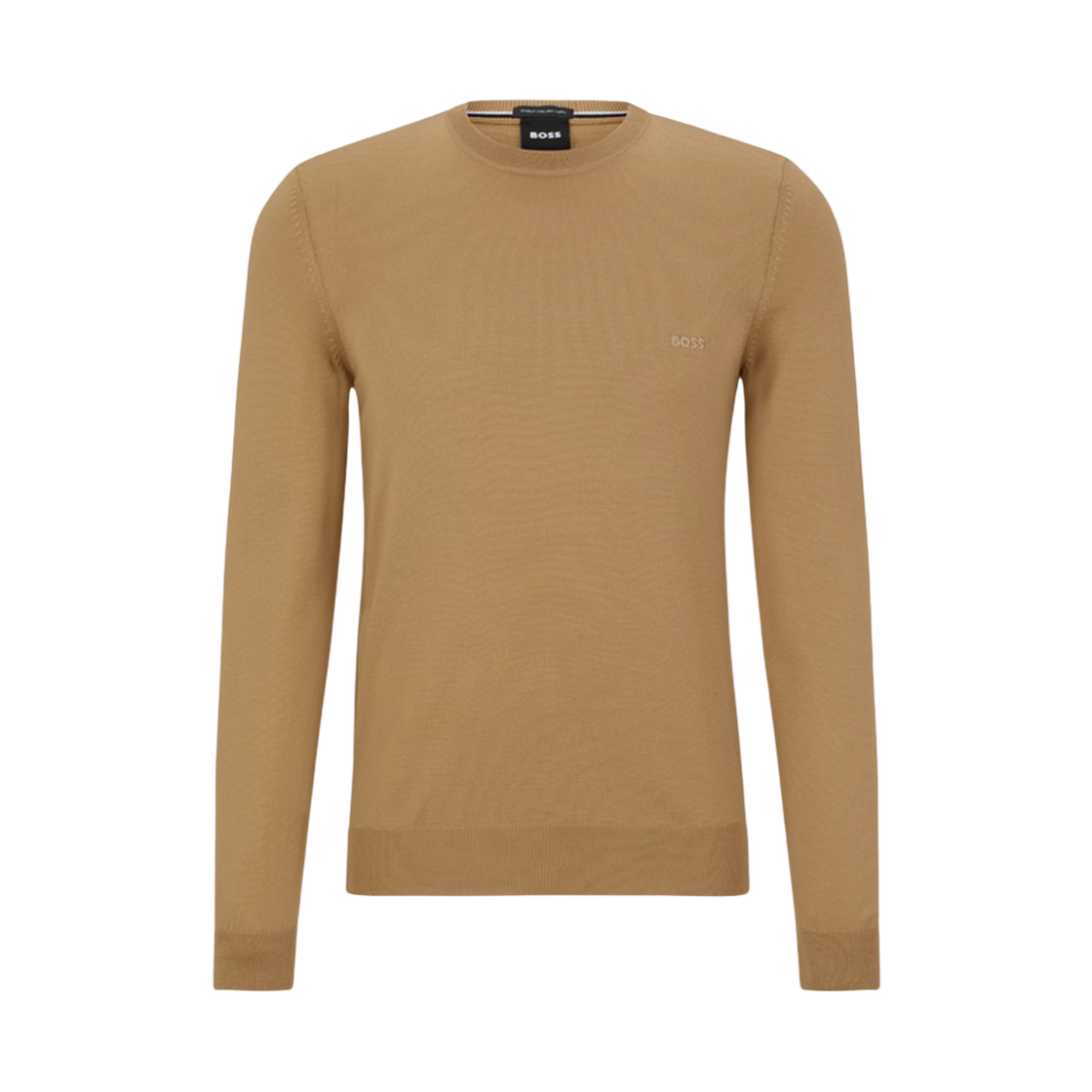 휴고 보스 자수 로고 버진 울 레귤러 핏 스웨터 베이지(Hugo Boss Embroidered Logo Virgin Wool Regular Fit Sweater Beige) - 1
