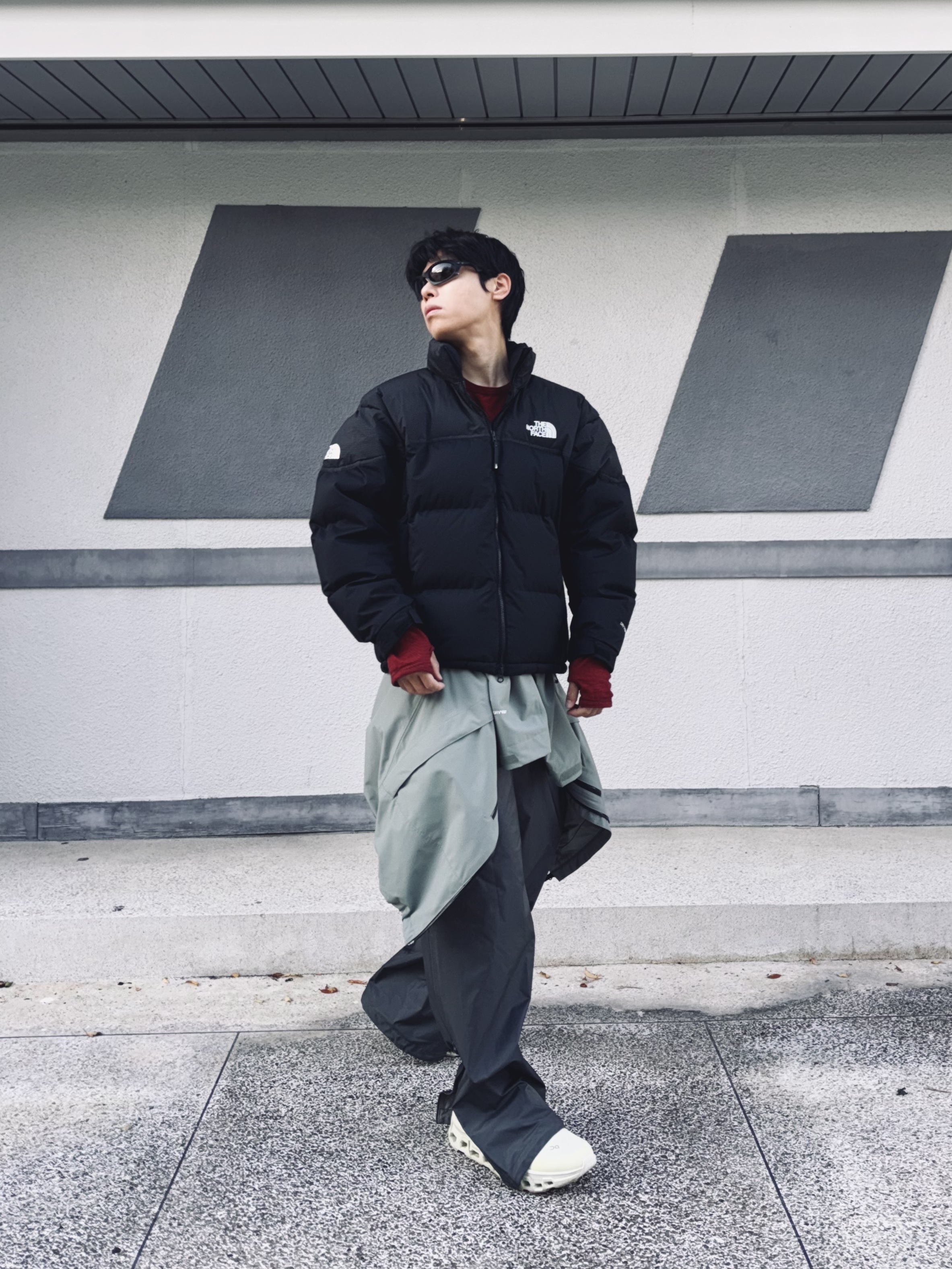The North Face Remaster Down Jacket Black - 25FW, On Running x Post Archive Faction (Paf) Cloudmonster 2 Seedling White 착용 스타일 - 4