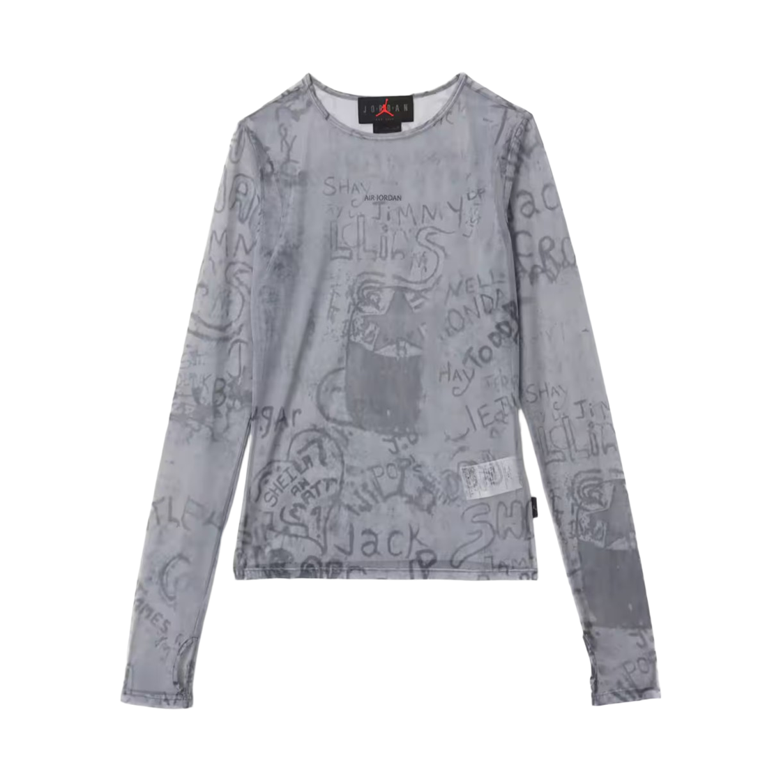 (W) 조던 메쉬 롱슬리브 탑 다크 스모크 그레이 - 아시아((W) Jordan Mesh Long Sleeve Top Dark Smoke Grey - Asia)