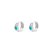 Bőr Rhombus Earrings Turquoise