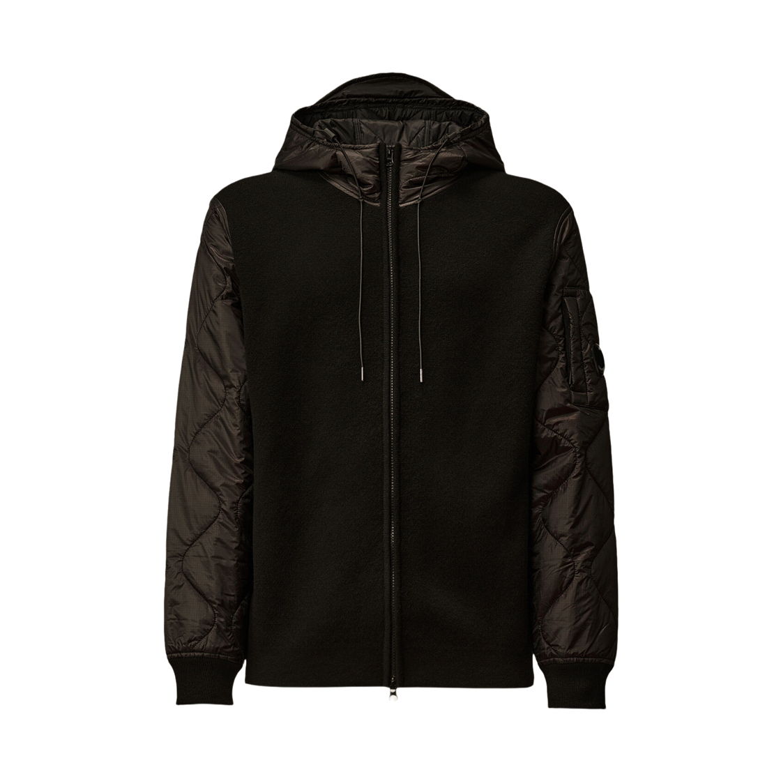 19CMKN062A006390M999 C.P. Company Extrafine Merino Wool Mixed Hooded Zip Sweater Black - 25FW