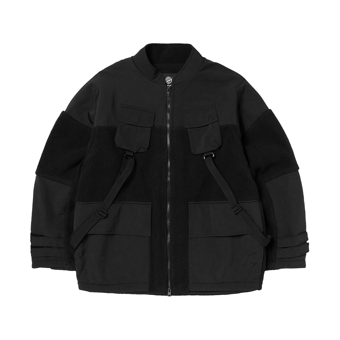 KB4ZU1500MBK KALA PATTHAR KP Logo Multi Pocket Strap Heavy Fleece Jacket Black