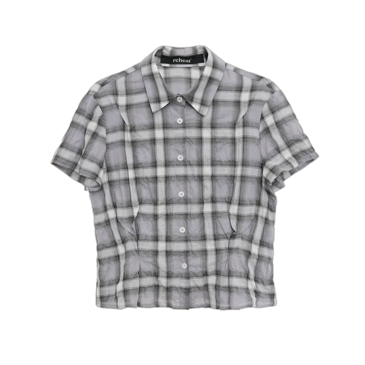 리히트 핀치드 체크 셔츠 퍼플 그레이(Reheat Pinched Check Shirt Purple Gray)