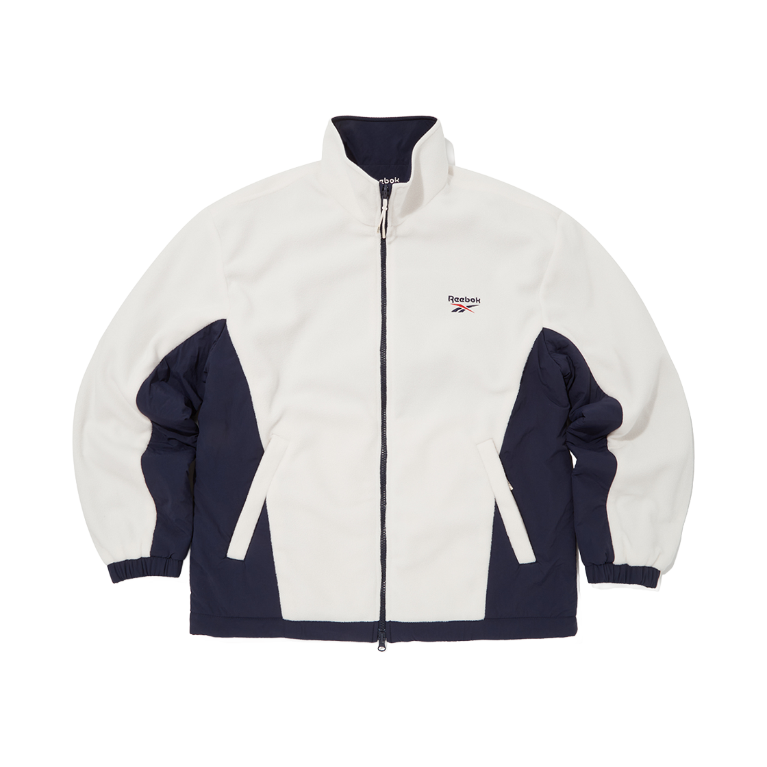 REJU5FZ40I1 Reebok Fleece Reversible Jacket Cream Navy