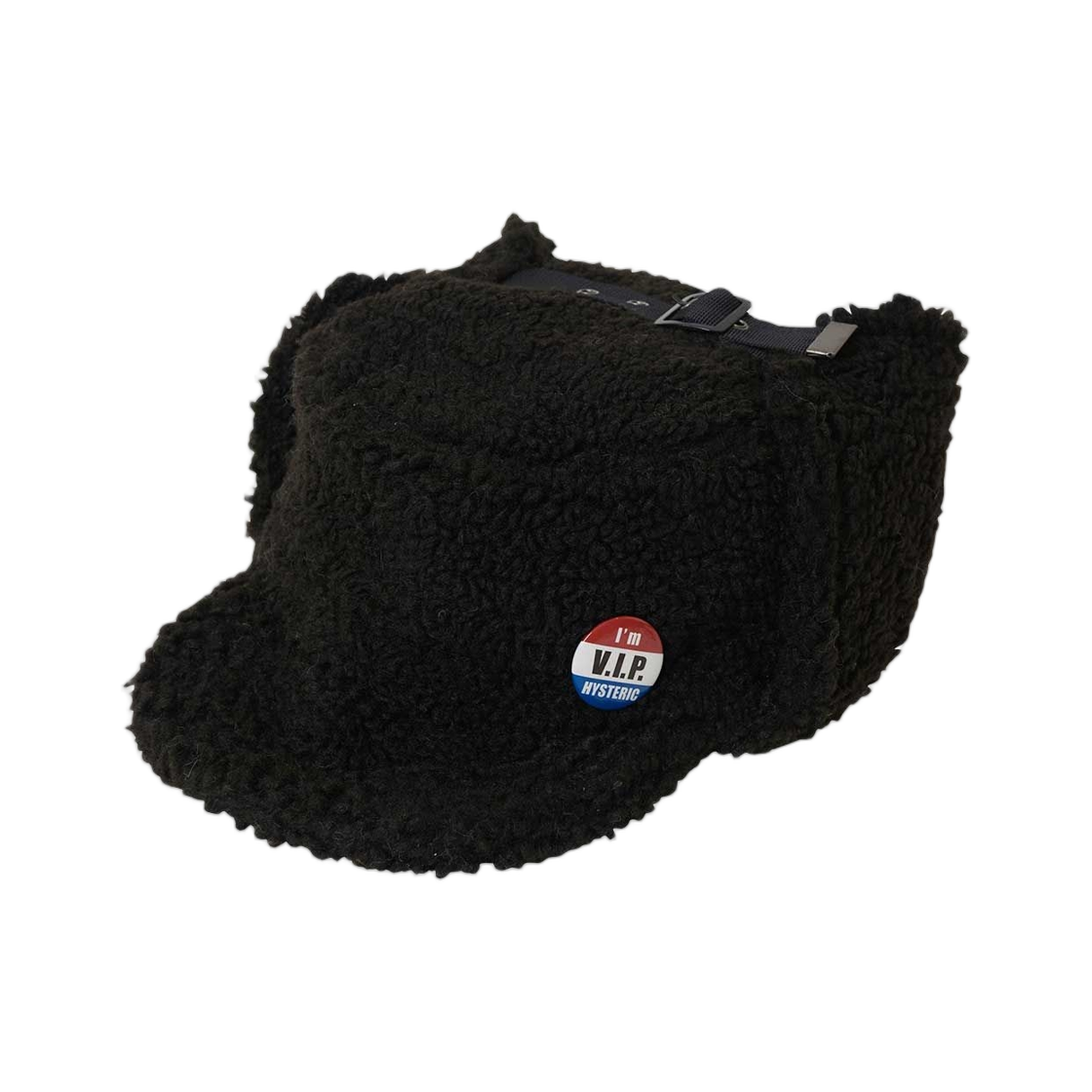(W) 히스테릭 글래머 아임 VIP 히스테릭 보아 플라이트 캡 블랙((W) Hysteric Glamour I'm VIP Hysteric Boa Flight Cap Black) - 1