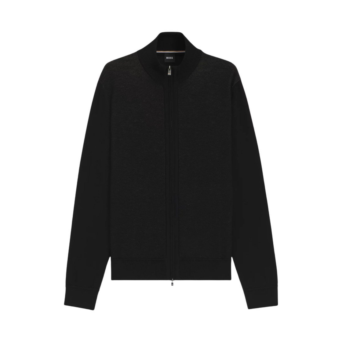 50543153-001 Hugo Boss Virgin Wool Zip-Up Cardigan Black
