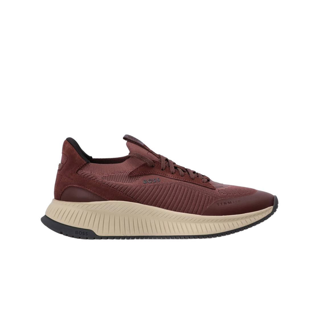 50523113-602 Hugo Boss Knitted Uppers TTNM EVO Trainers Dark Red