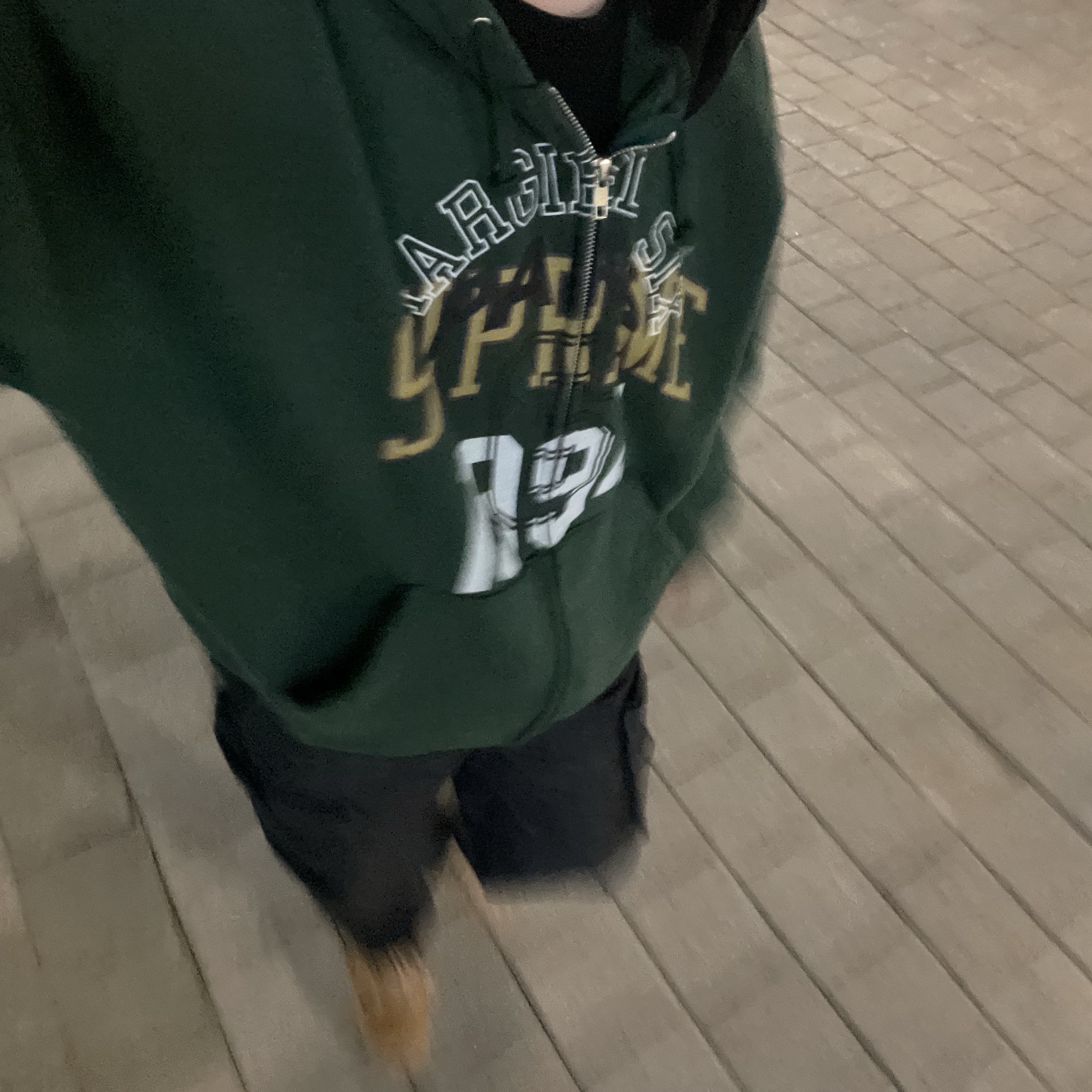 Supreme x MM6 Maison Margiela Zip Up Hooded Sweatshirt Dark Green - 24SS, Supreme x Stone Island Reactive Ice Camo Ripstop Cargo Pants Black - 22SS 착용 스타일 - 2