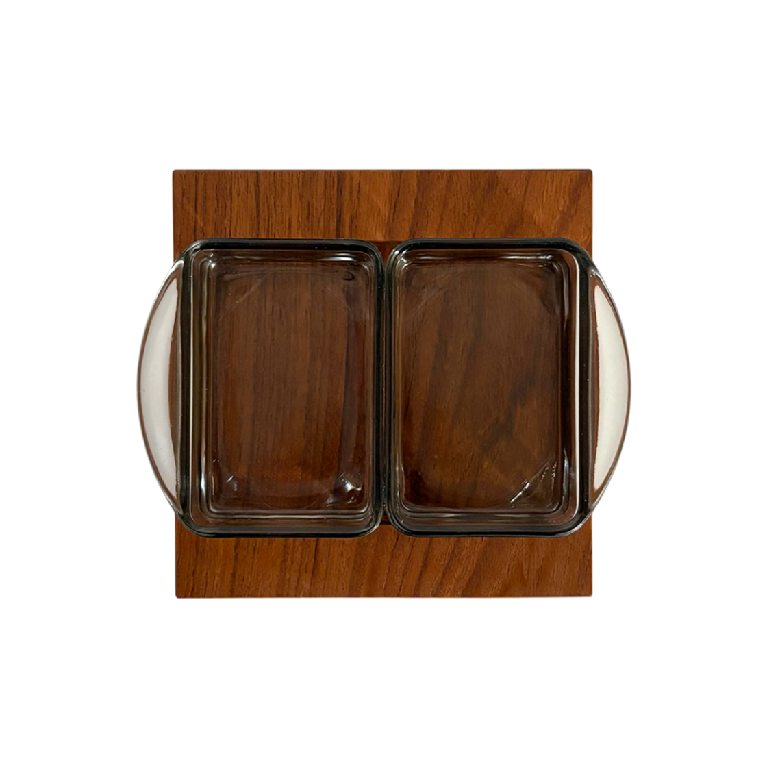1970’s danish smoke 2glass teak wood tray colorhouse 1970’s Danish Smoke 2Glass Teak Wood Tray