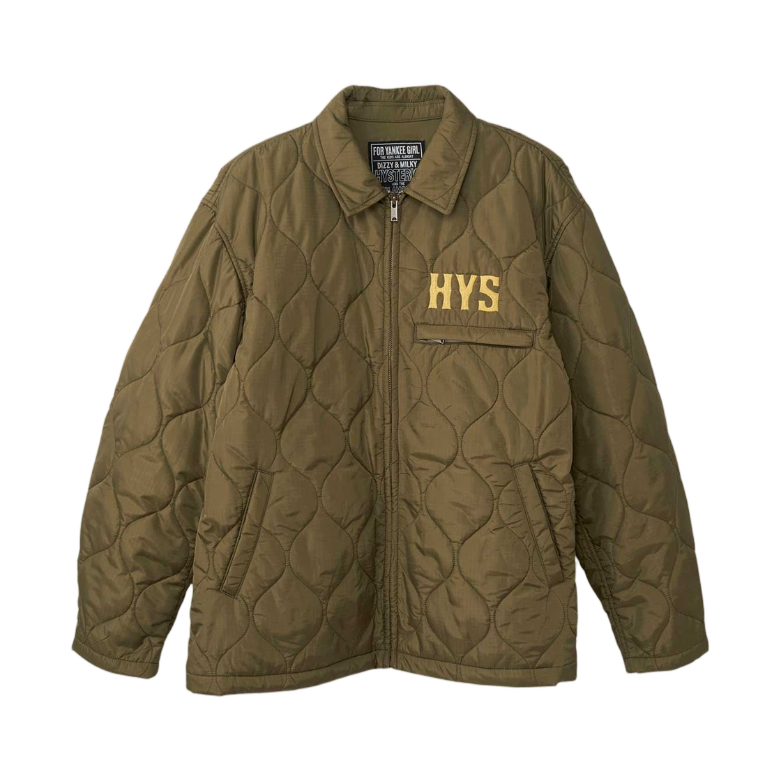 02253AB08 Hysteric Glamour Guitar Girl Michigan Embroidered Quilted Jacket Khaki