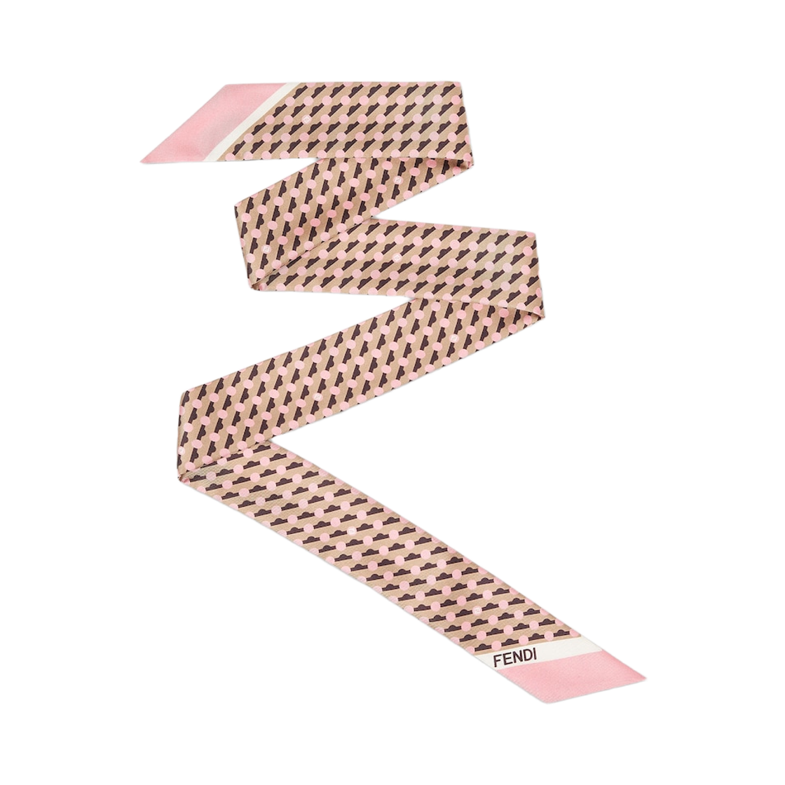 FXT011AYLBF0B8Y (W) Fendi Wrappy Dot Silk Bandeau Pink