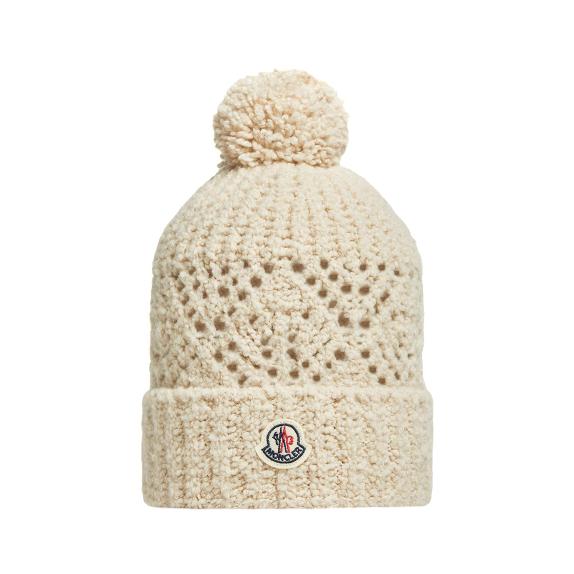 K2-954-3B00020-M7104-031 (Kids) Moncler Wool Blend Beanie with Pom Pom Light Beige - 25FW