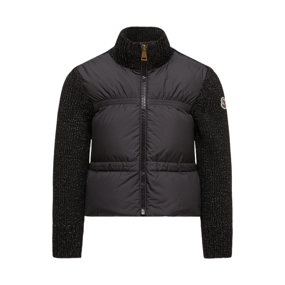 K2-954-9B00011-M8258-999 (Kids) Moncler Padded Metallic Wool Zip-Up Cardigan Black - 25FW