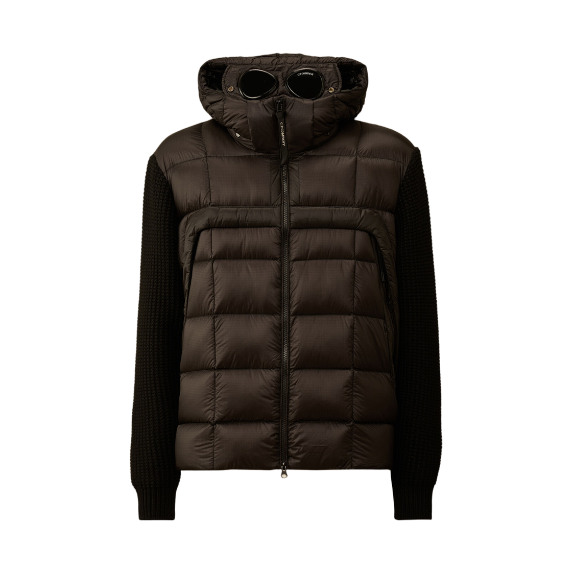 19CMKN185A006390M999 C.P. Company Extrafine Merino Wool Mixed Full Zip Goggle Sweater Black - 25FW