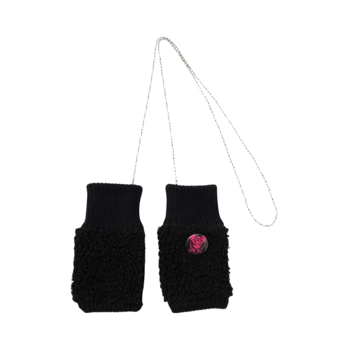 (W) 히스테릭 글래머 씨 노 이블 보아 핑거리스 글러브 블랙((W) Hysteric Glamour See No Evil Boa Fingerless Gloves Black) - 1