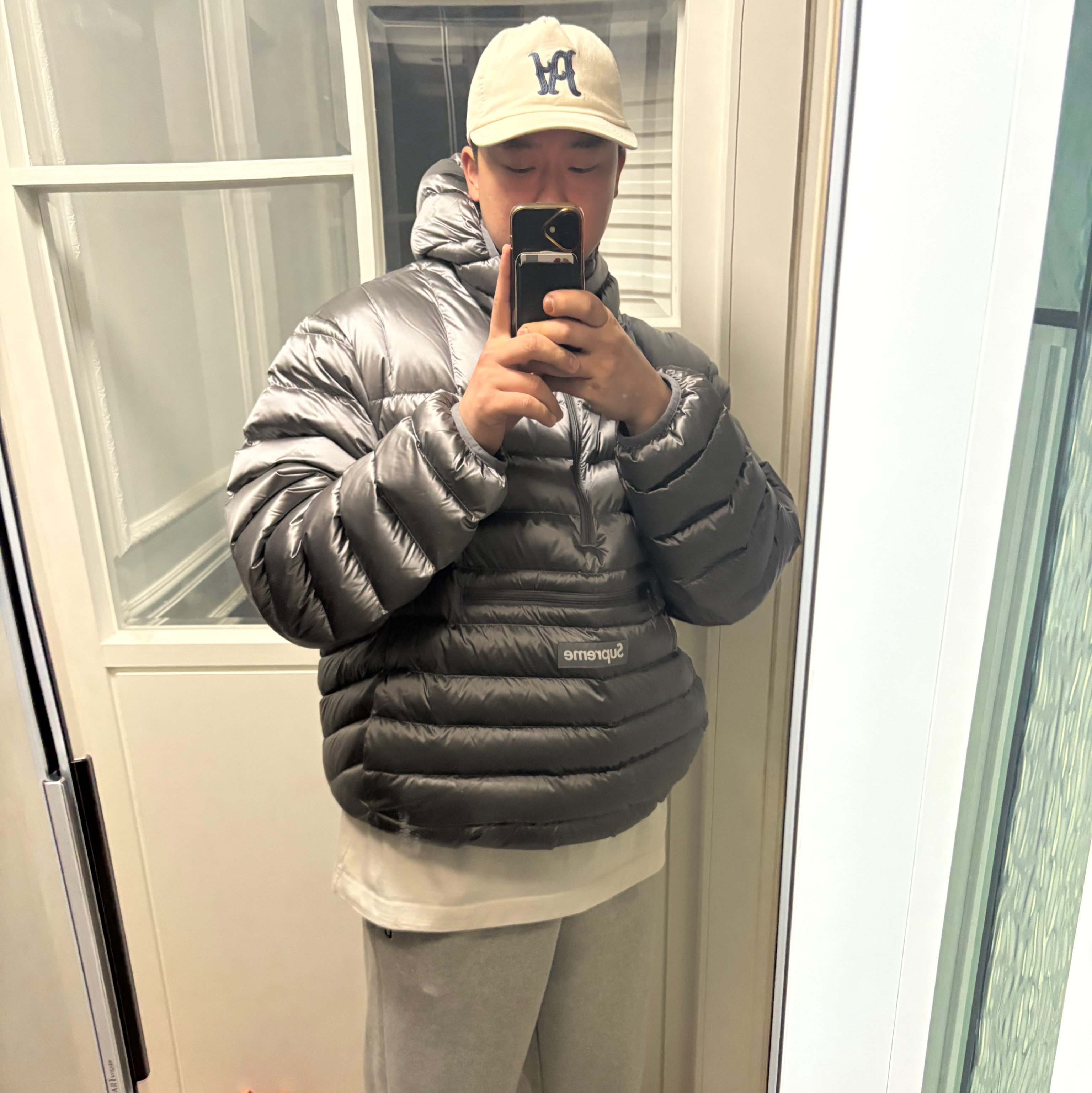 Supreme Micro Down Half Zip Hooded Pullover Silver - 25FW, Nike Air Zoom Spiridon Cage 2 Metallic Silver 착용 스타일